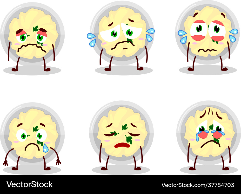 Mashed potatoes character with sad expression Mashed potatoes character with sad expression vector image