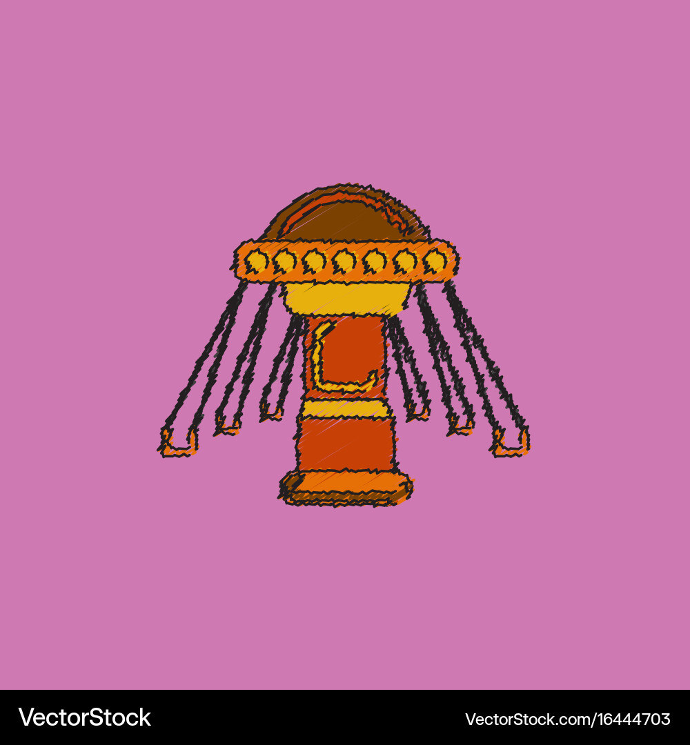 Merry-go-round icon in hatching style vector image