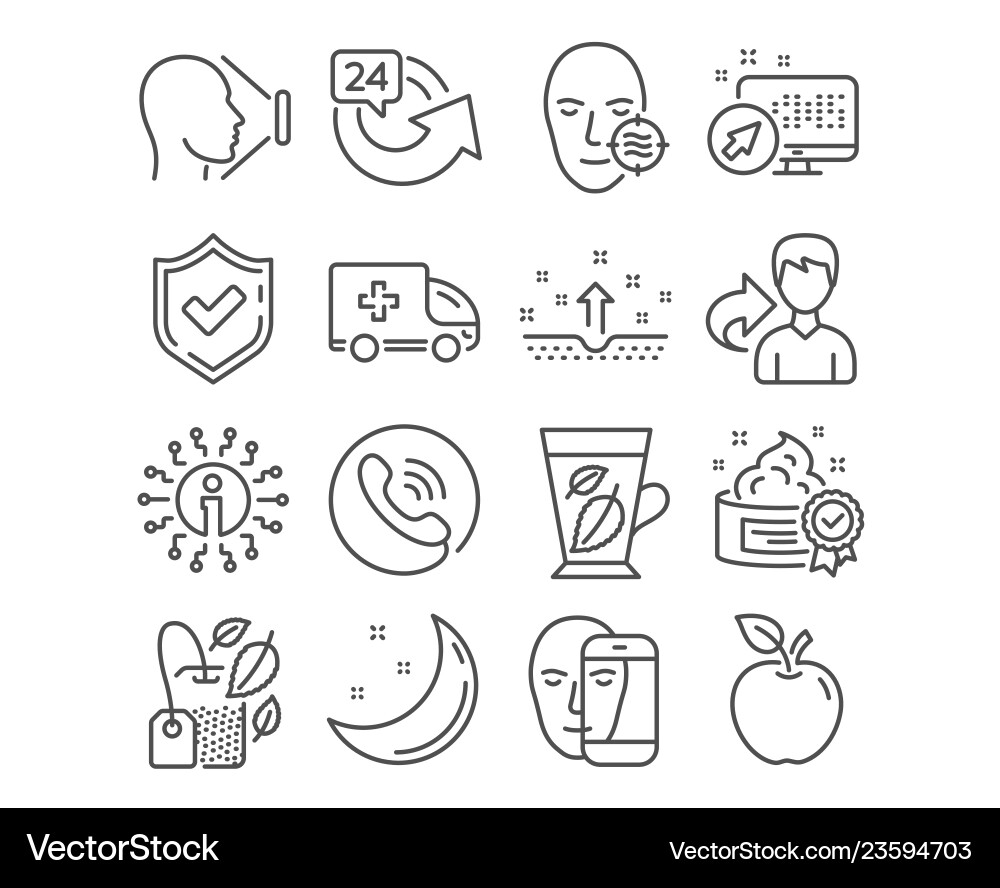 Mint bag cream and face biometrics icons problem Mint bag cream and face biometrics icons problem vector image
