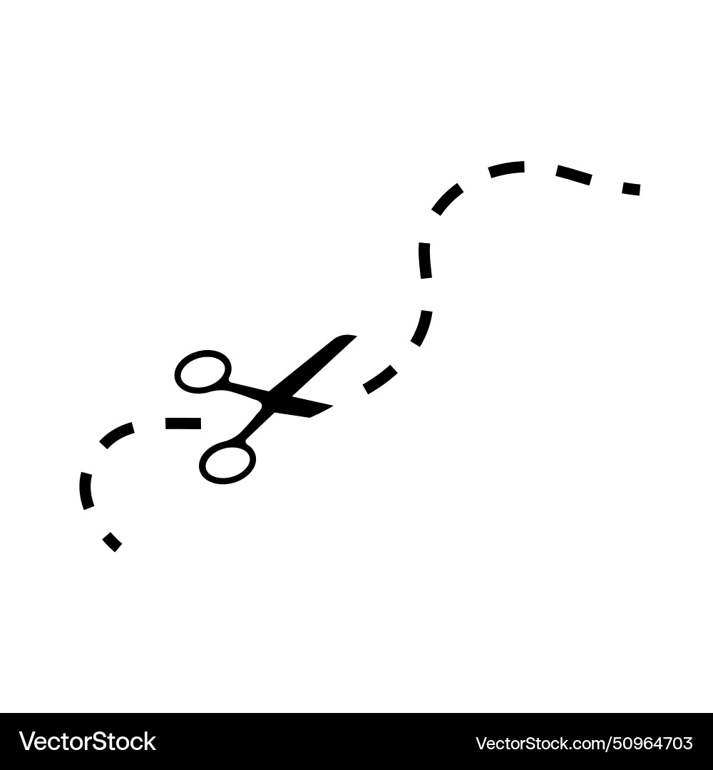 Scissors black color line depicted with dashed Vector Image