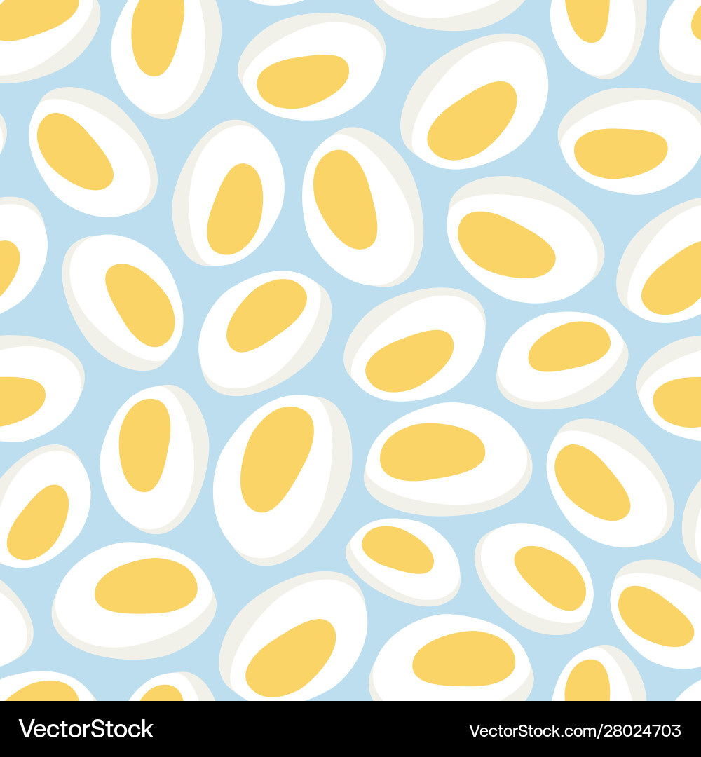 Seamless pattern boiled eggs with yolks Seamless pattern boiled eggs with yolks vector image