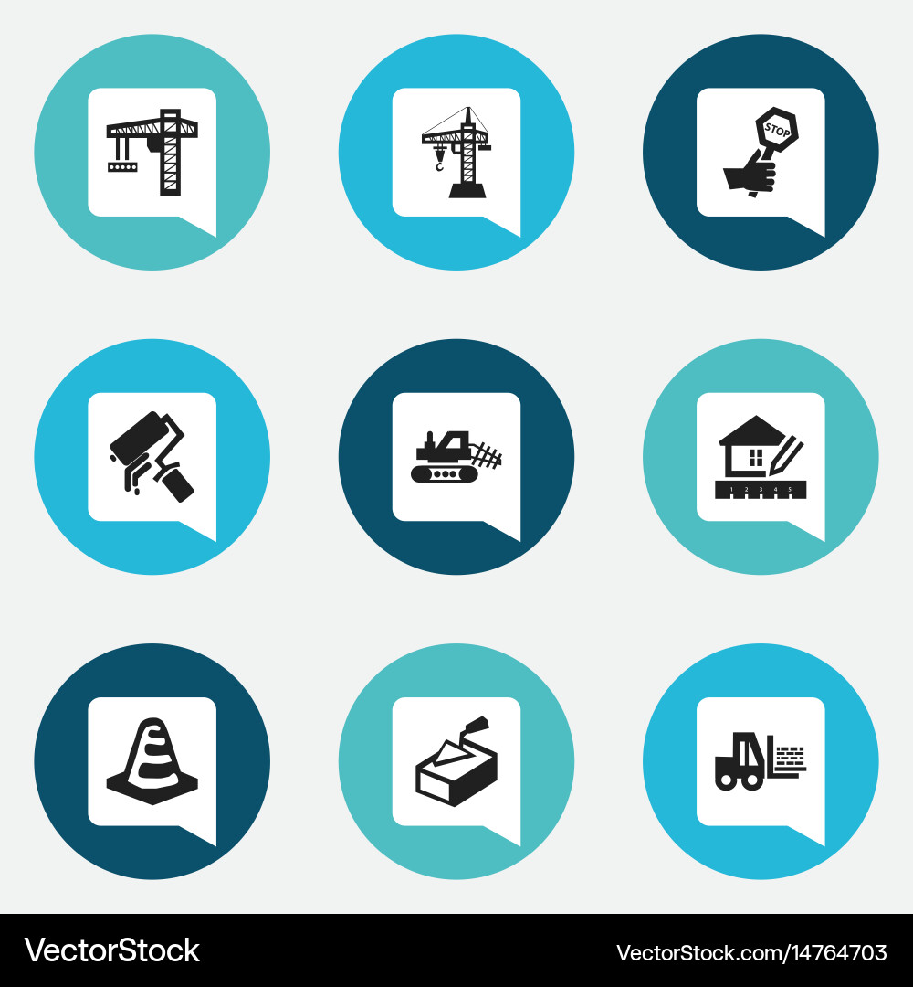 Set of 9 editable building icons includes symbols vector image