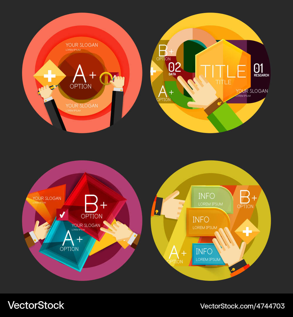 Set of option presentation labels flat design web Vector Image