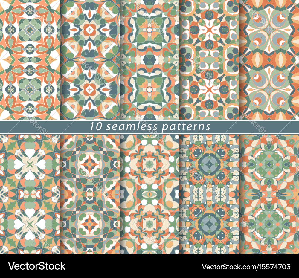 Set of ten seamless abstract patterns vector image