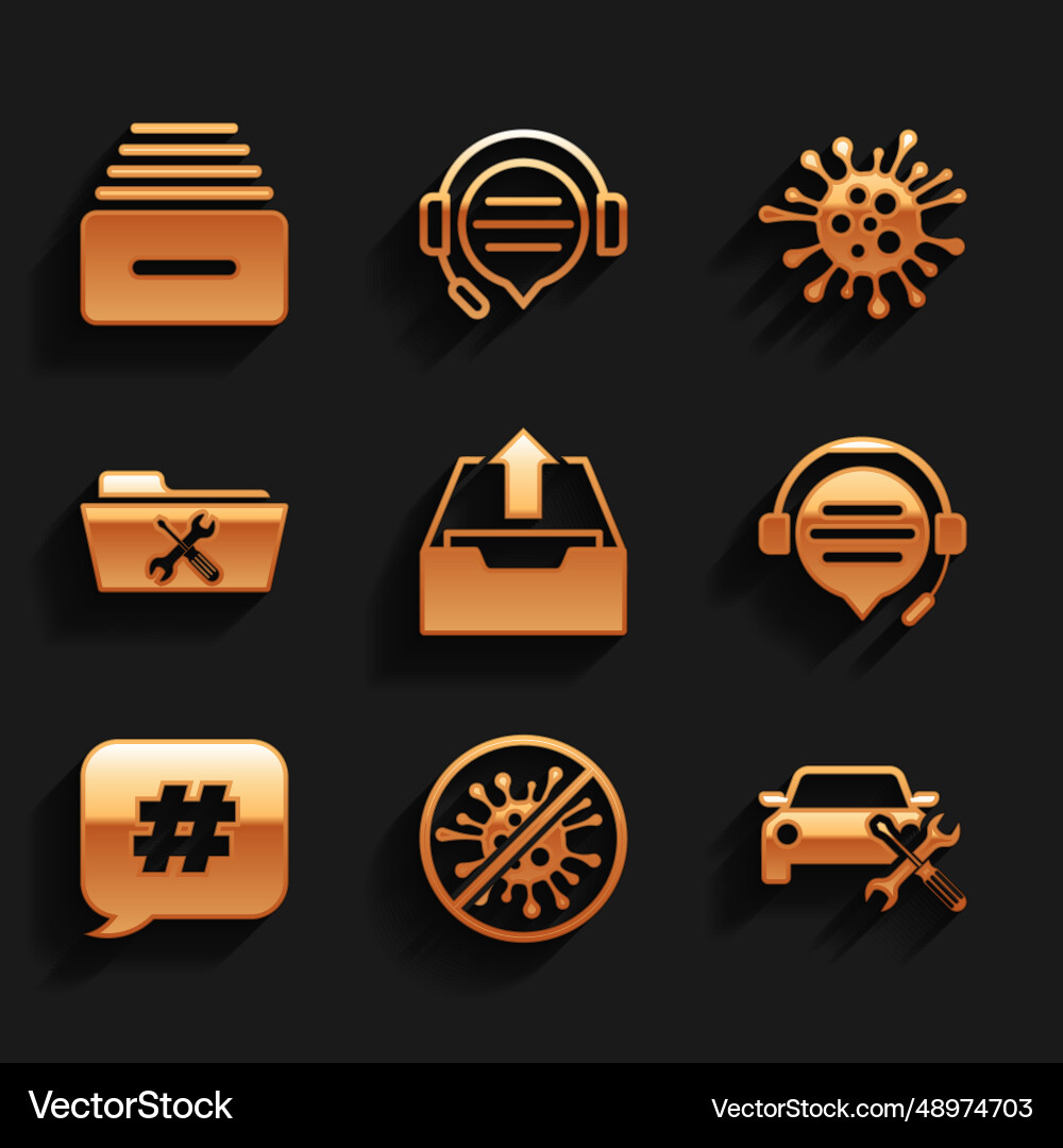 Set upload inbox stop virus bacteria car service Set upload inbox stop virus bacteria car service Vector Image