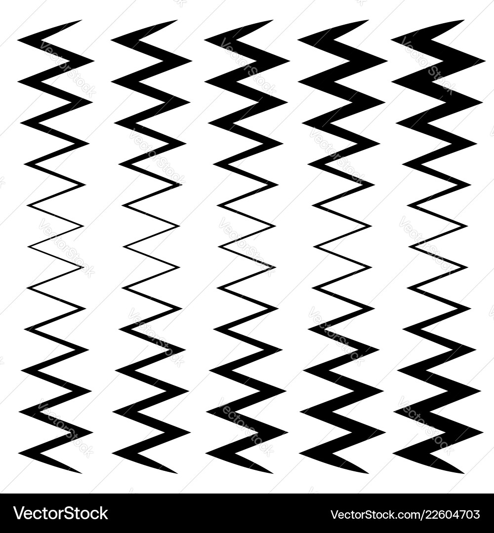 Wavy zig-zag lines - thinner and thicker versions Wavy zig-zag lines - thinner and thicker versions vector image