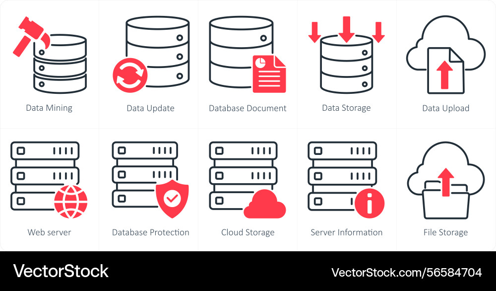 A set of 10 seo icons as data mining update vector image