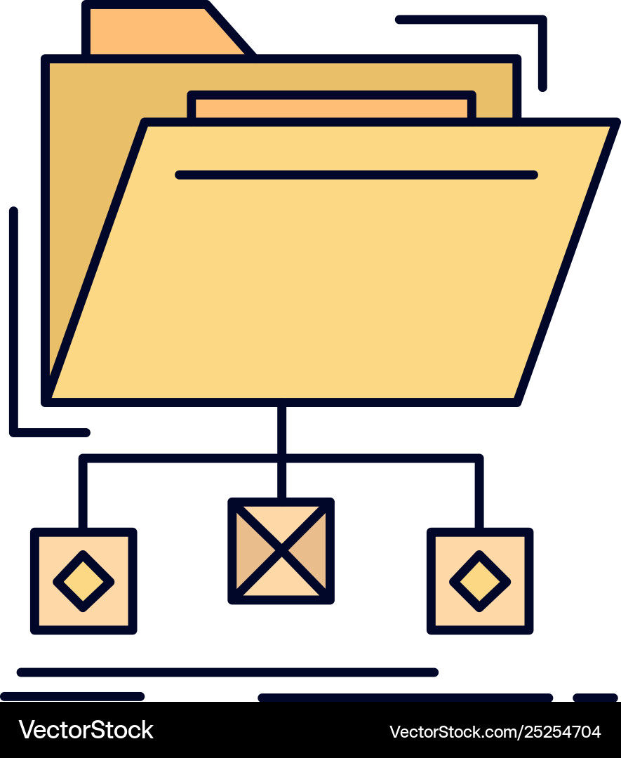 Backup data files folder network flat color icon Backup data files folder network flat color icon Vector Image