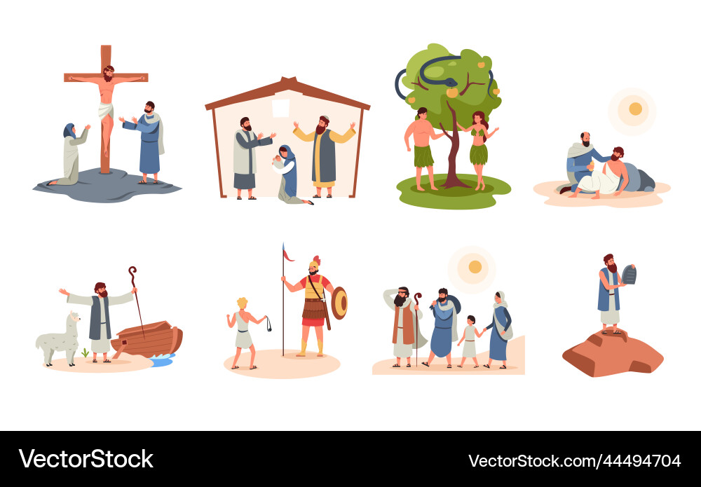 Bible scenes cartoon ancient biblical characters Bible scenes cartoon ancient biblical characters vector image