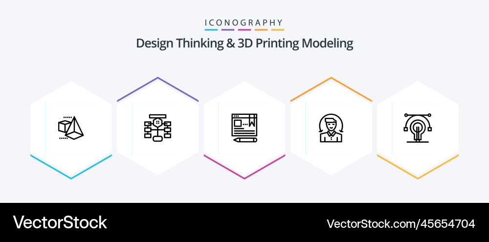 Design thinking and d printing modeling 25 line Vector Image