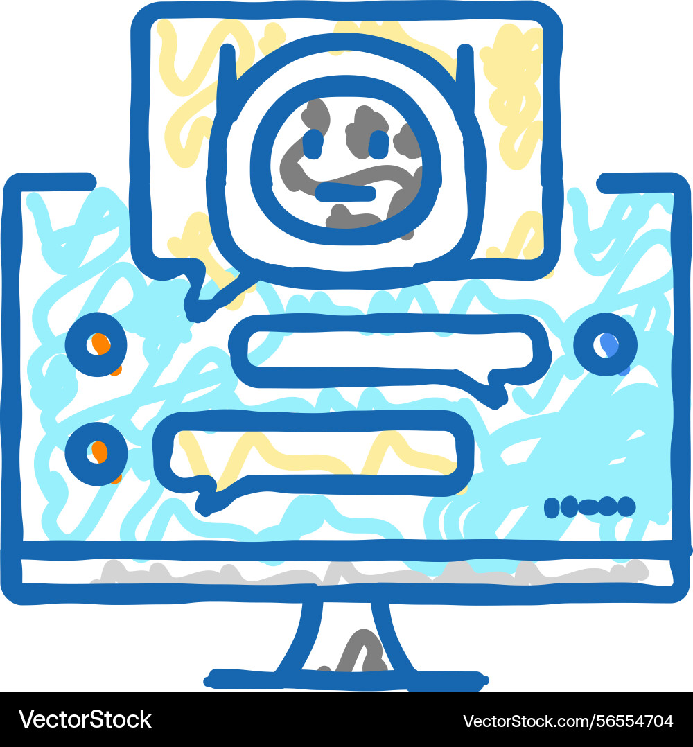 Dialog chat bot icon doodle Dialog chat bot icon doodle vector image