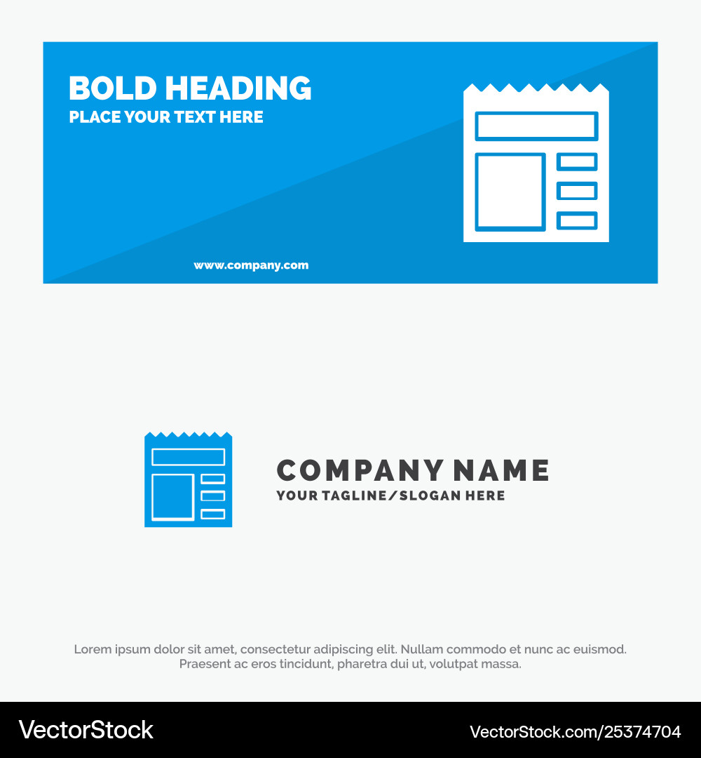 Document basic ui bank solid icon website banner Document basic ui bank solid icon website banner vector image