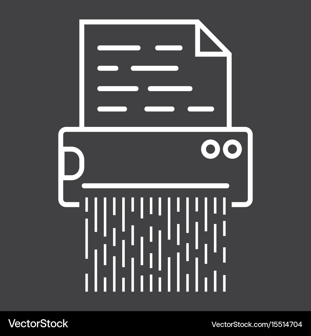 Document shredder line icon destroy file vector image