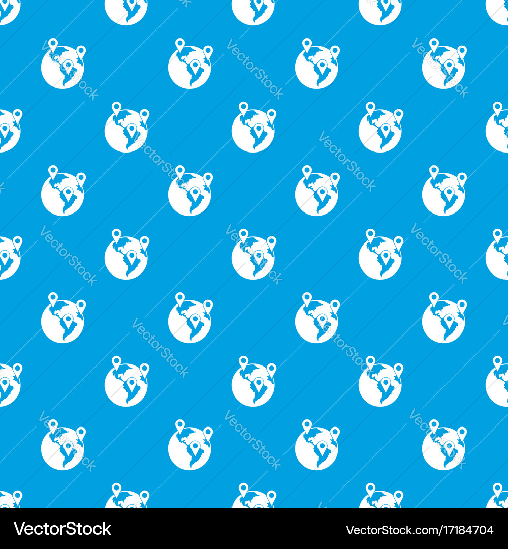 Globe and map pointers pattern seamless blue vector image
