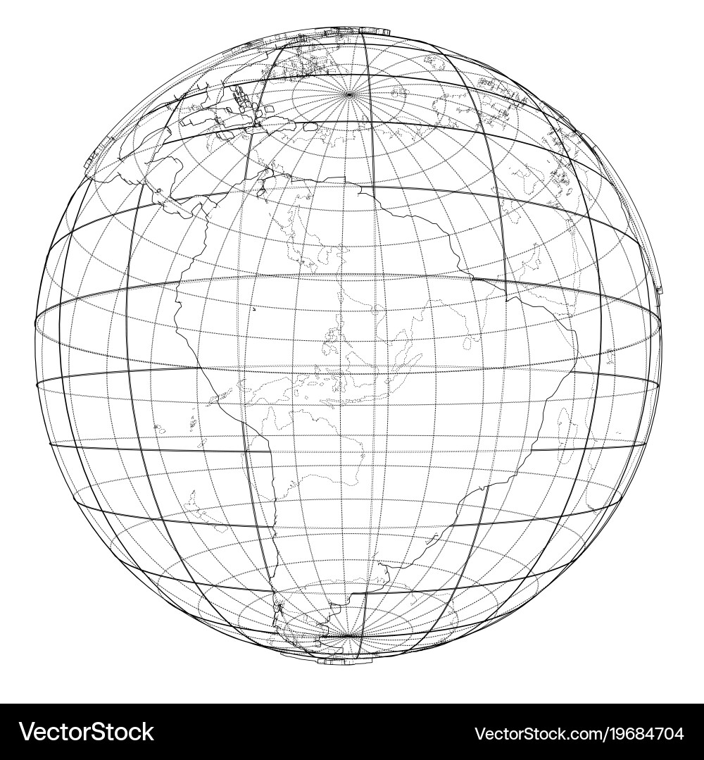 Globe contour rendering of 3d vector image