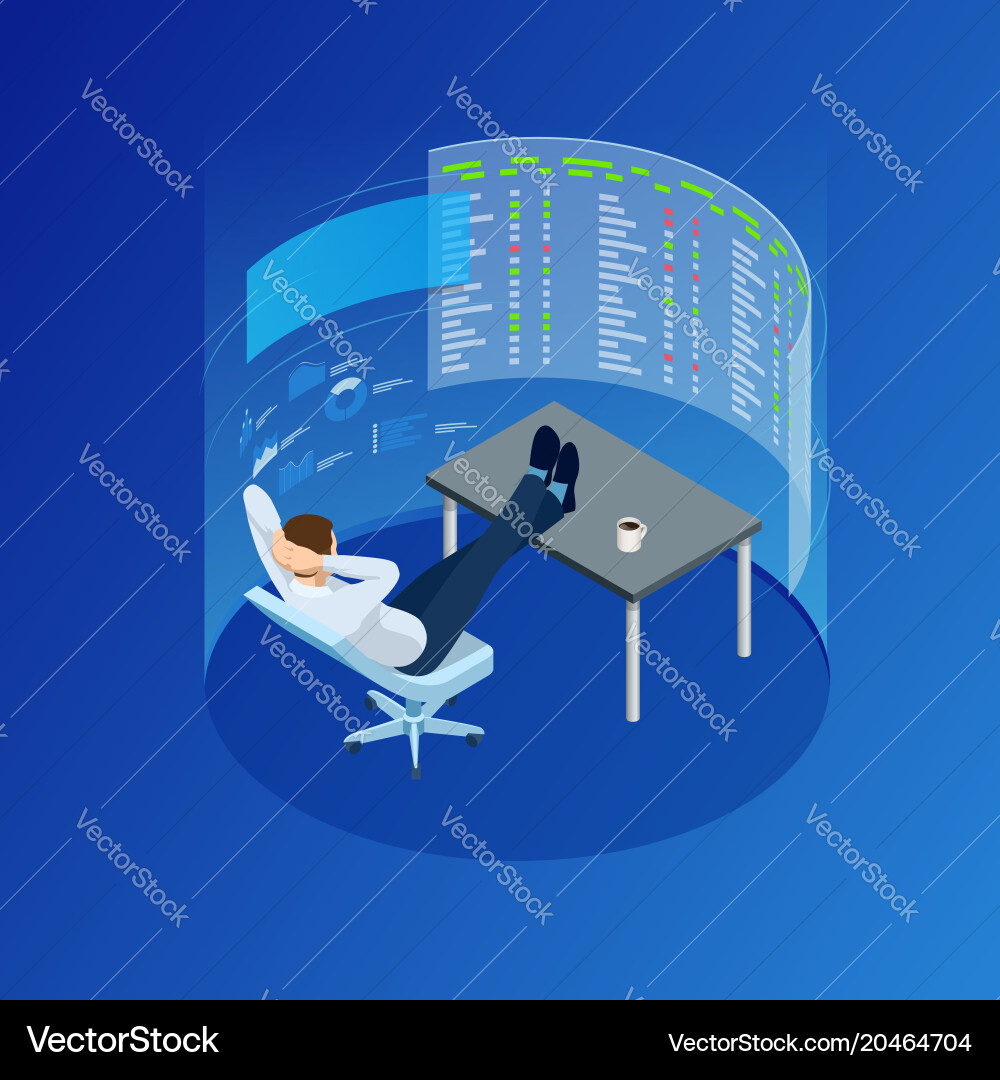 Isometric Stock Trader Trading vector image