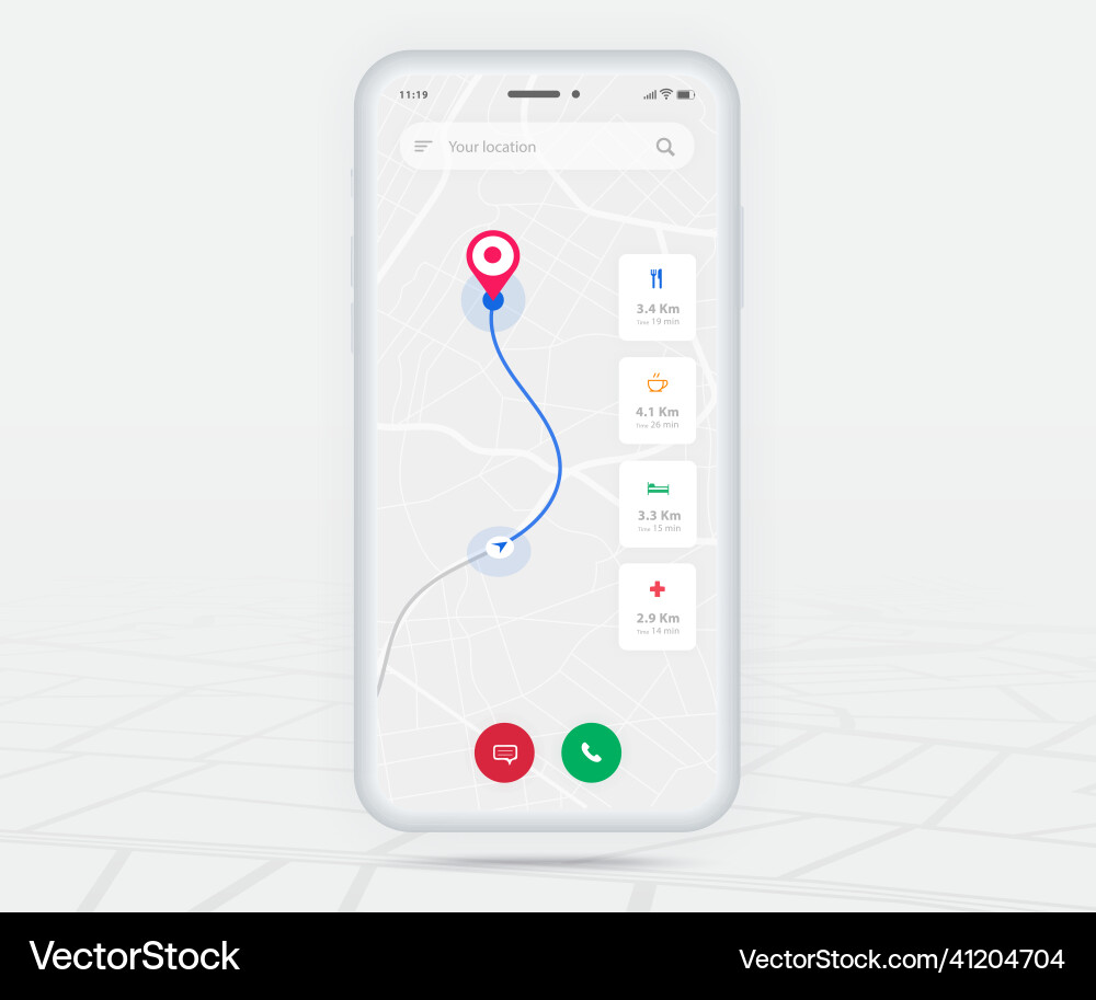 Map gps navigation ux ui concept smartphone Map gps navigation ux ui concept smartphone vector image