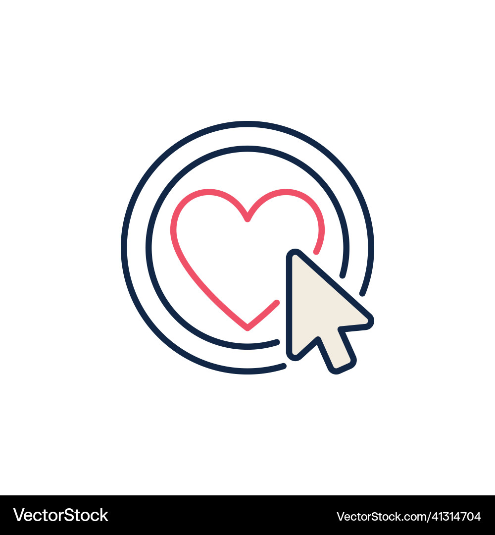 Mouse click on heart button like concept Vector Image