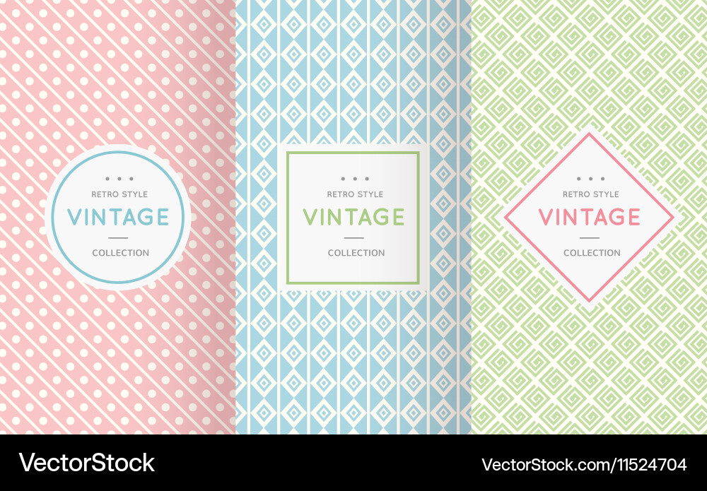 Pastel retro different seamless patterns vector image