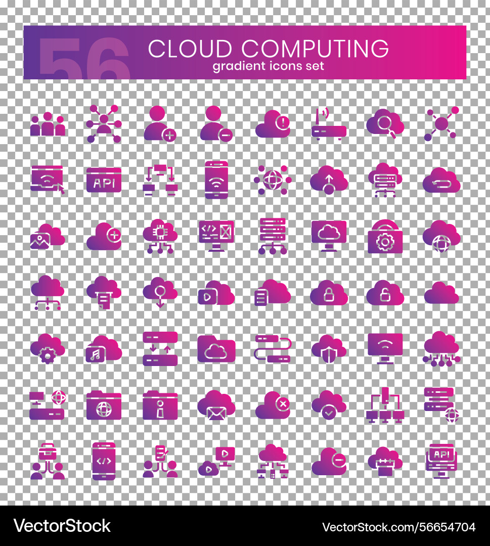Printcloud computing icons bundle gradient Printcloud computing icons bundle gradient vector image