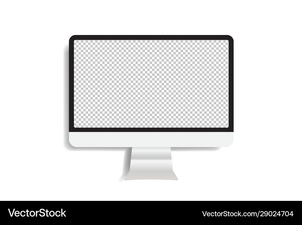Realistic computer monitor display with a blank vector image