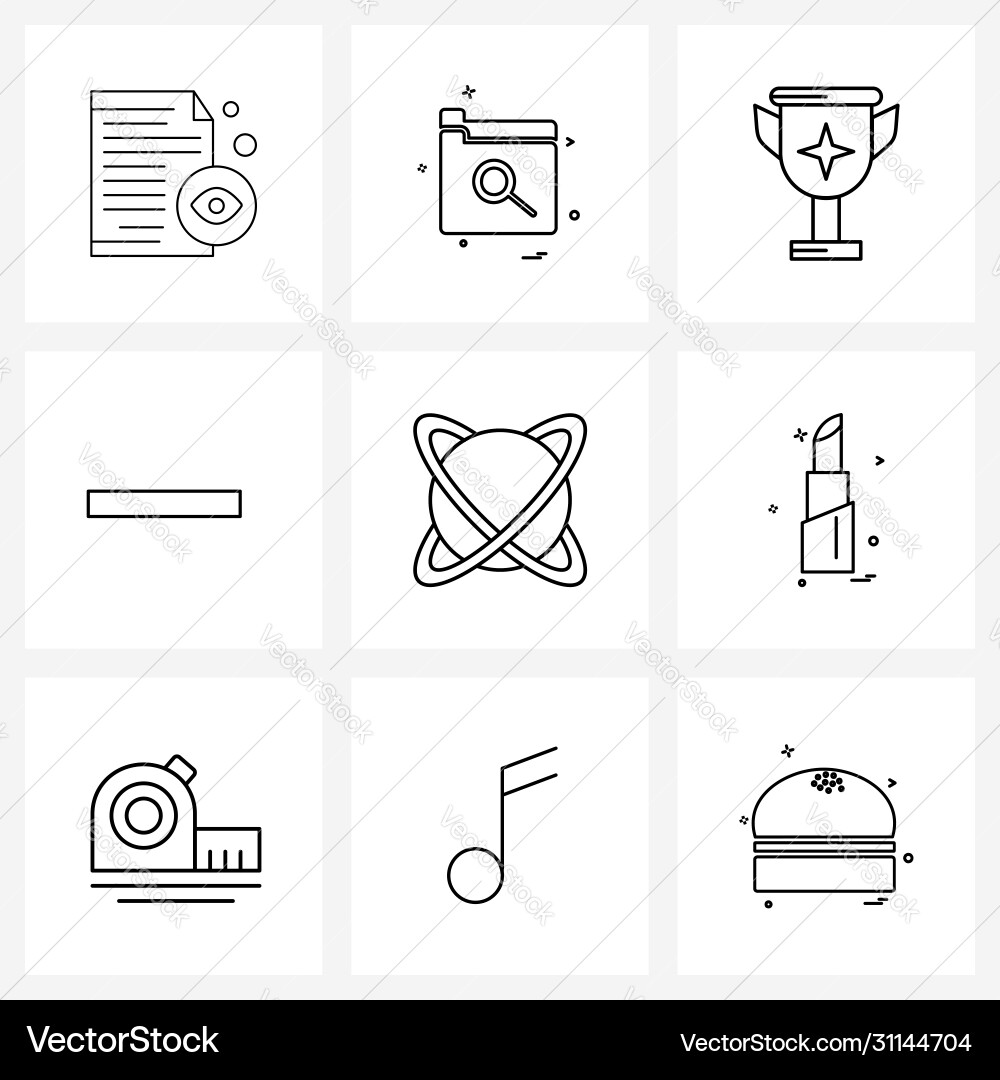 Set 9 einfache Liniensymbole für Web und Print vektorbild