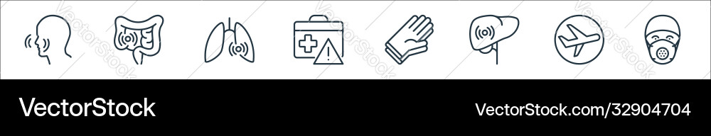 Stop virus line icons linear set quality Stop virus line icons linear set quality vector image