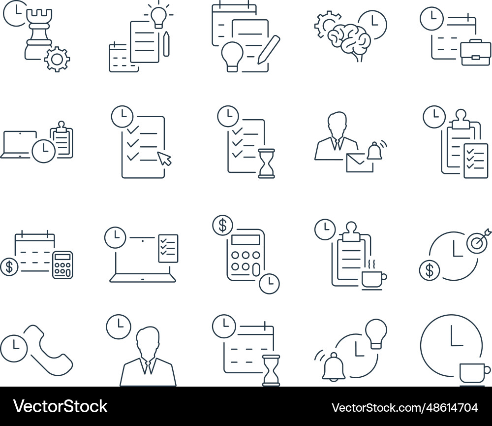 Time management icons set productivity Time management icons set productivity vector image