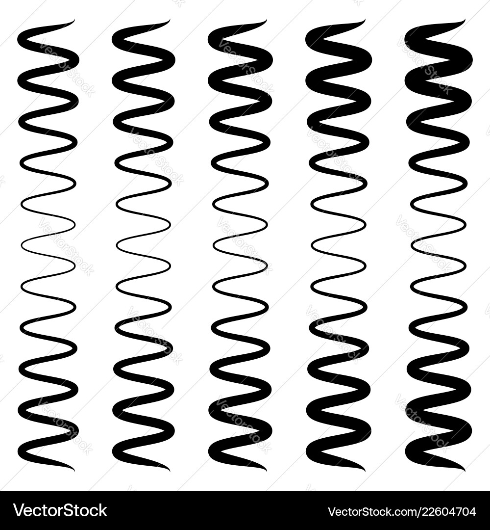 Wavy zig-zag lines - thinner and thicker versions vector image