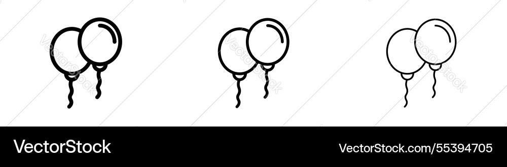Balloons icons in three different stroke lines Vector Image