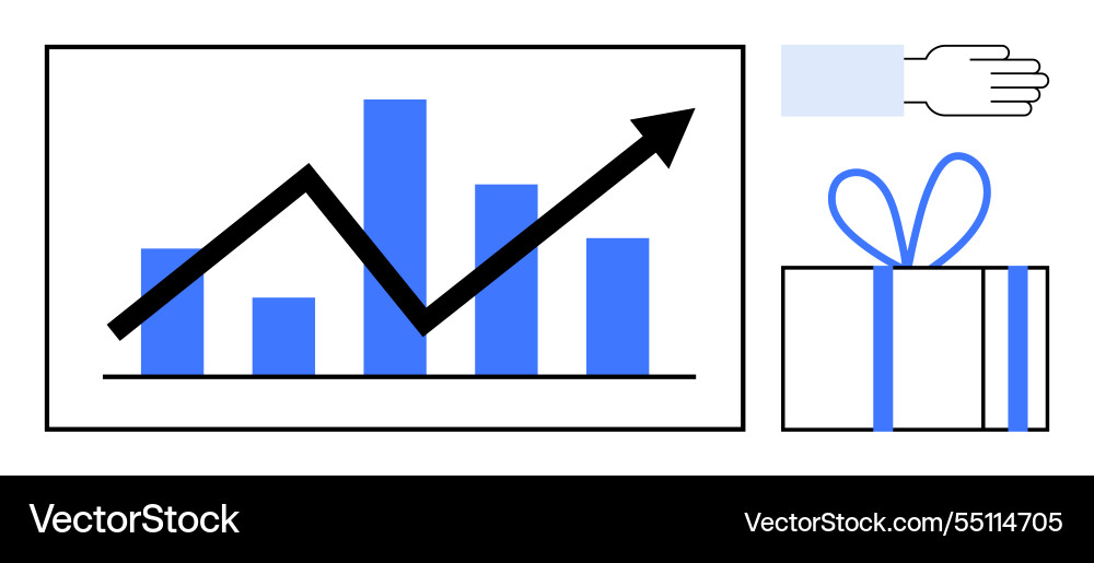 Chart exhibits growth with a rising trend line Chart exhibits growth with a rising trend line vector image