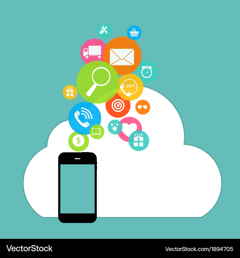 Cloud computing concept on different electronic vector image
