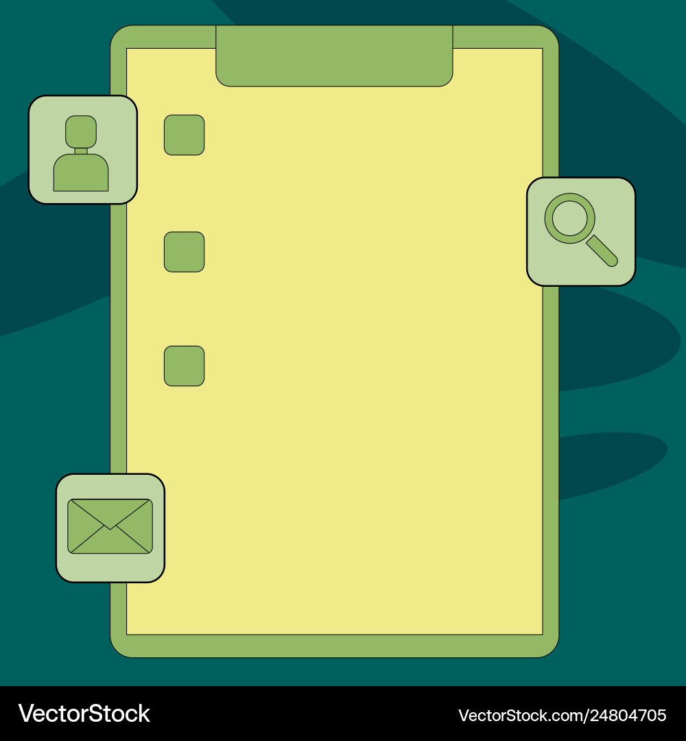 Colorful clipboard with tick box and three apps Colorful clipboard with tick box and three apps Vector Image