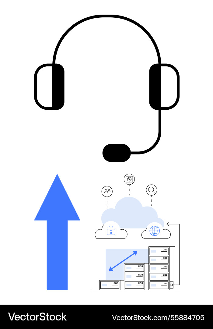 Customer support concept with cloud computing Customer support concept with cloud computing vector image