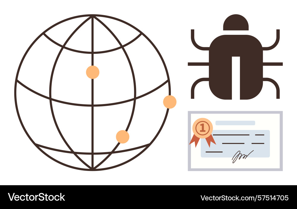 Cybersecurity and bug detection concept Cybersecurity and bug detection concept vector image
