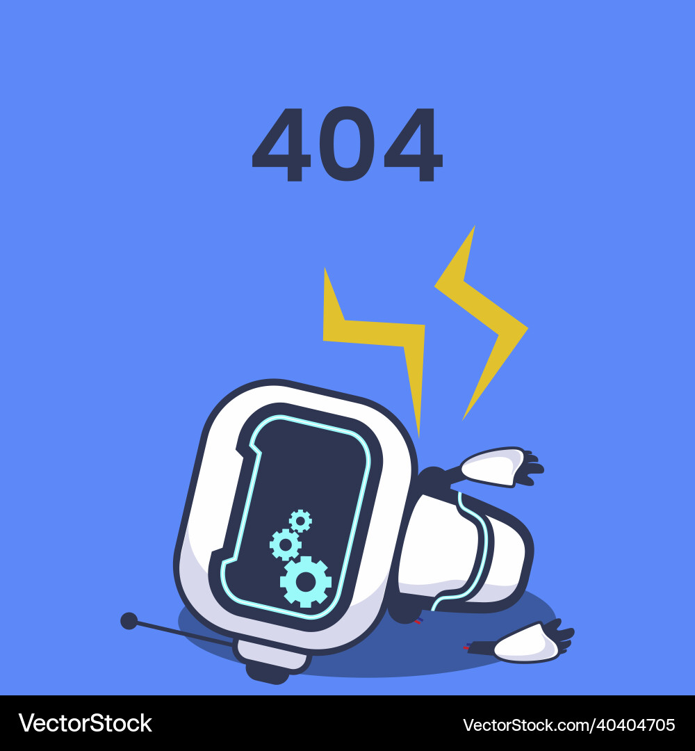 Error 404 robot character technology Vector Image