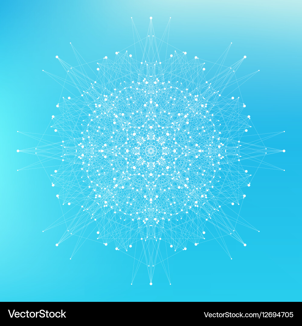 Fractal element with connected lines and dots big vector image