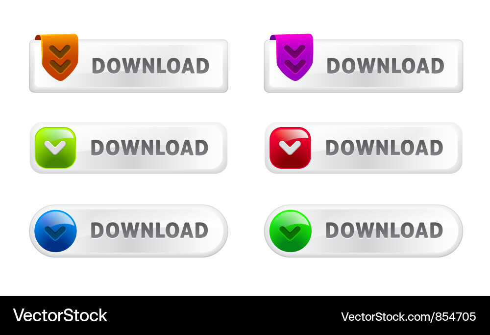 Glossy download buttons set Vector Image