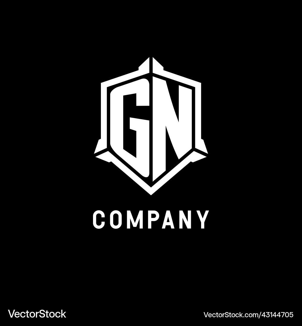 Gn logo initial with shield shape design style Gn logo initial with shield shape design style Vector Image