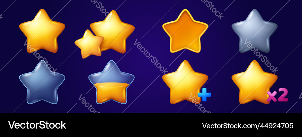 Gold stars icons for game ui interface Gold stars icons for game ui interface vector image