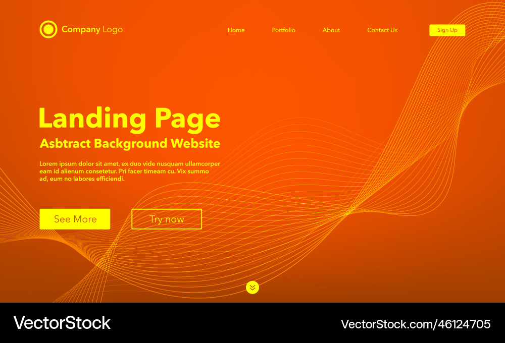 Gradient abstract wave background landing page vector image