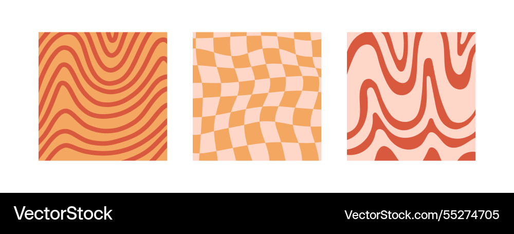 Groovy background set lines waves trippy grid Groovy background set lines waves trippy grid vector image
