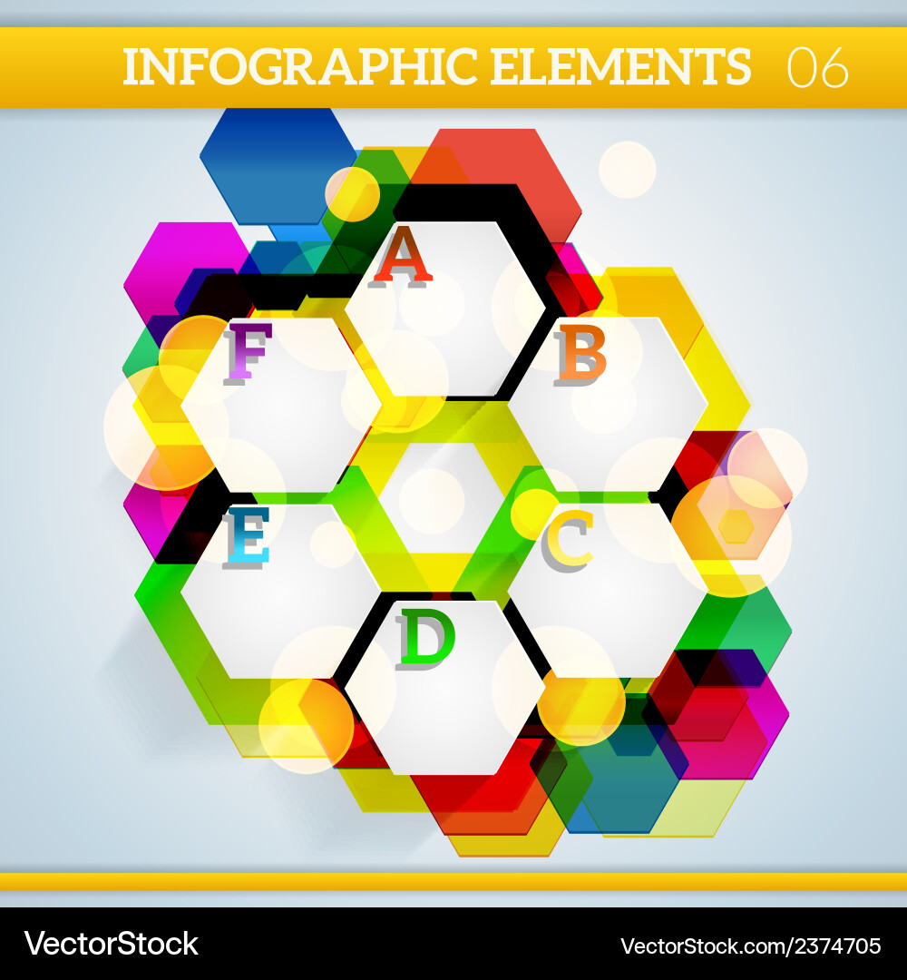 Info graphic hexagonal paper elements on abstract vector image