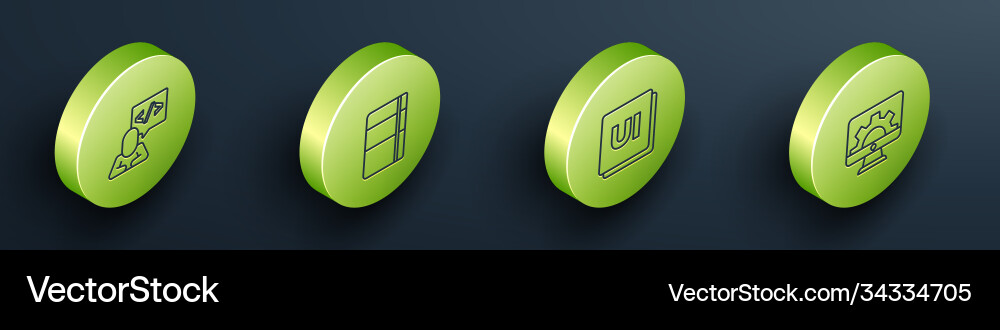 Set isometric line front end development Set isometric line front end development vector image