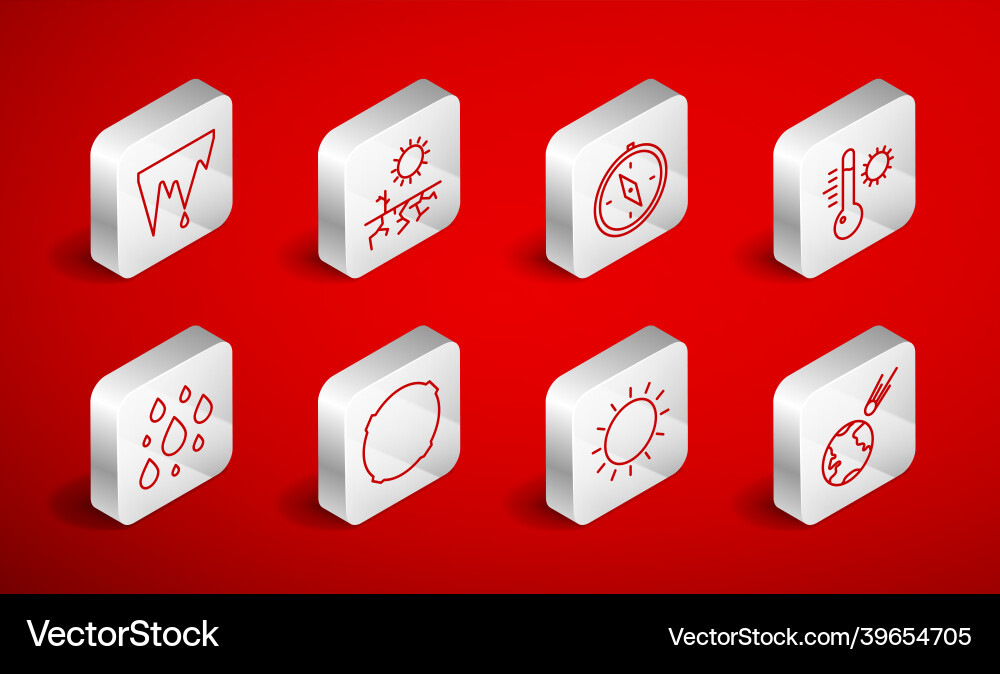 Set line comet falling down fast drought compass Set line comet falling down fast drought compass vector image