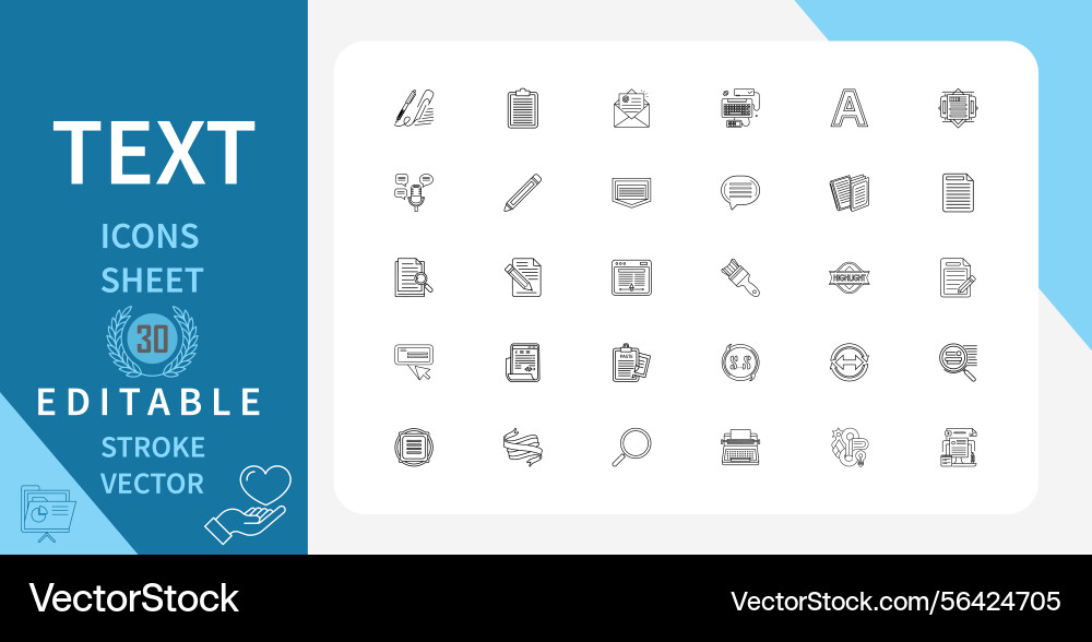 Set of 30 line icons related to text Set of 30 line icons related to text vector image