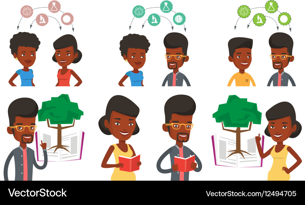 Set of student characters Vector Image