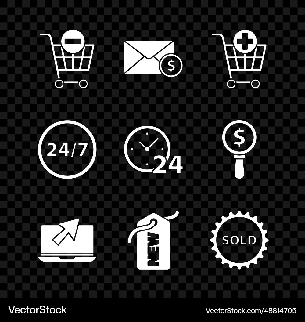 Set remove shopping cart envelope with coin vector image