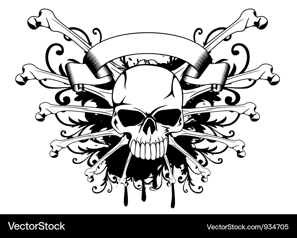 Skull with Bones Pattern vector image