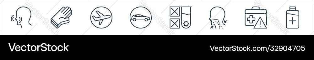 Stop virus line icons linear set quality Vector Image